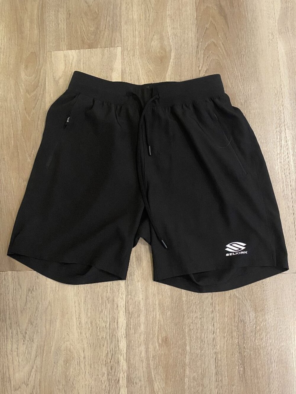 Selkirk Pickleball Athletic Shorts Medium Black Drawstring ZipPocket Performance